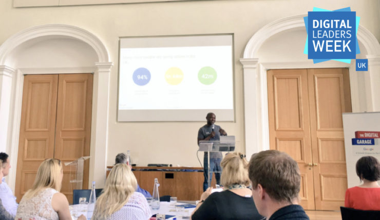 Image of a Lloyds Digital Workshop from 2017 with presenter addressing the audience about Digital Skills