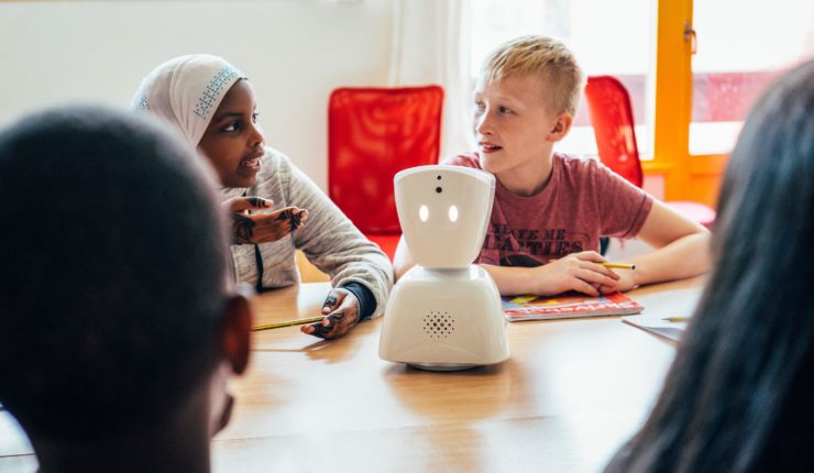 AV1 No Isolation robot in a classroom
