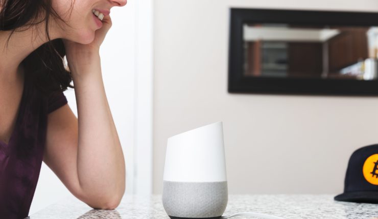 Talking to a smart home assistant device using voice first technology