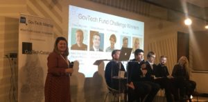 Woman presenting at GovTech Meetup