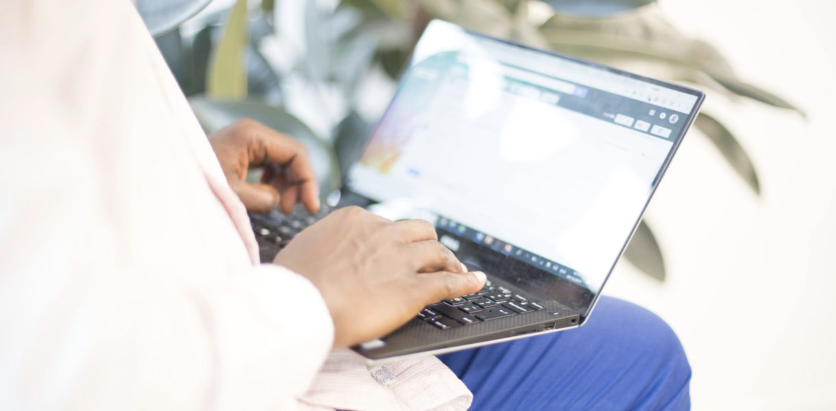 man using laptop