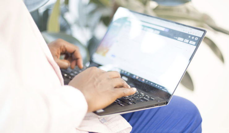 man using laptop