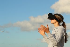 woman trying VR