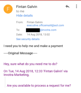 example of invotra phishing email