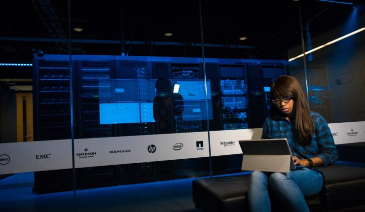 woman working on computer