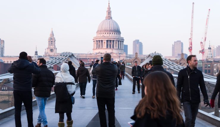 People in front of St Paul's Cathedral