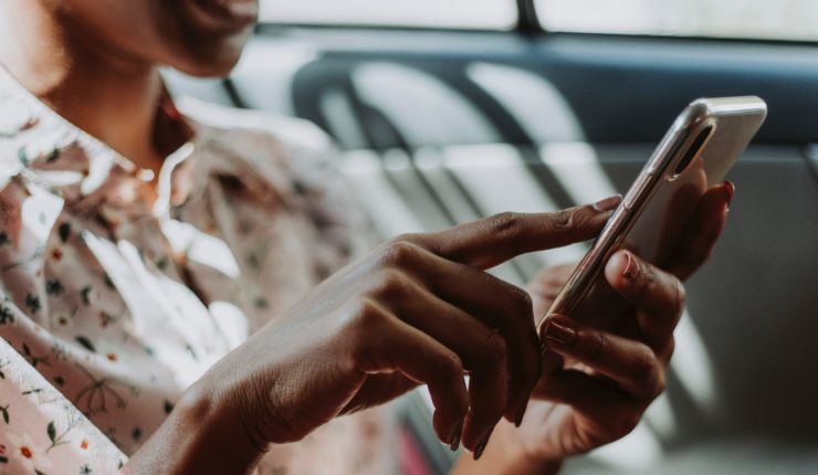 woman texting on phone