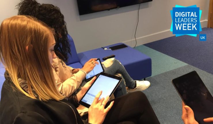 woman on ipad