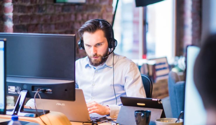 man working on computer