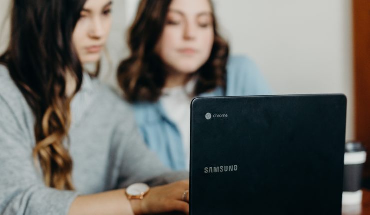 woman working on computer