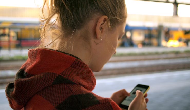woman using phone