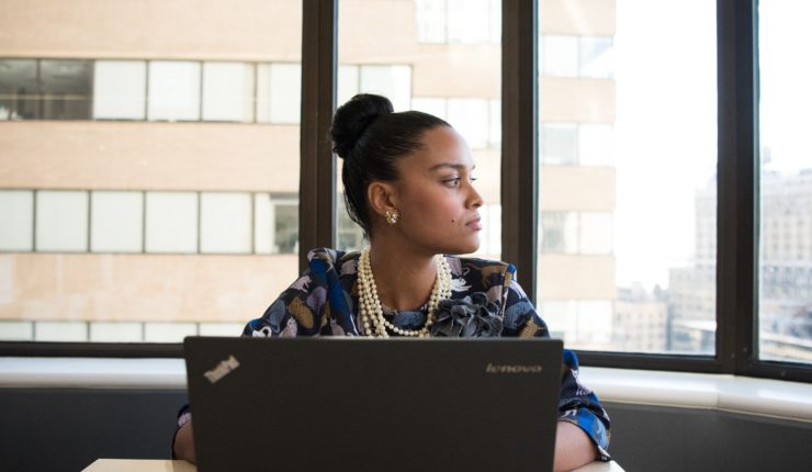 woman on computer
