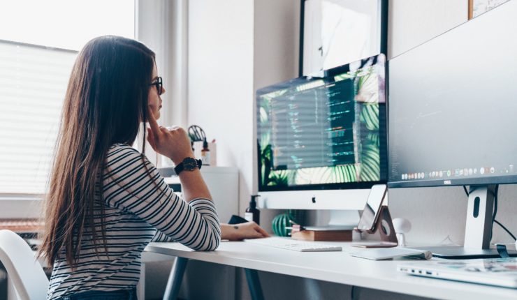 woman working on computer