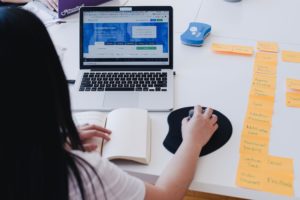woman working on computer
