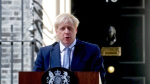 Boris Johnson speaking at Downing Street