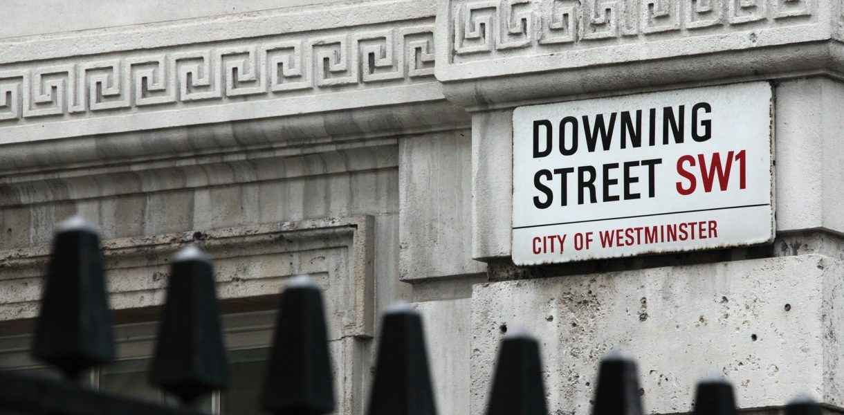 street sign: Downing street