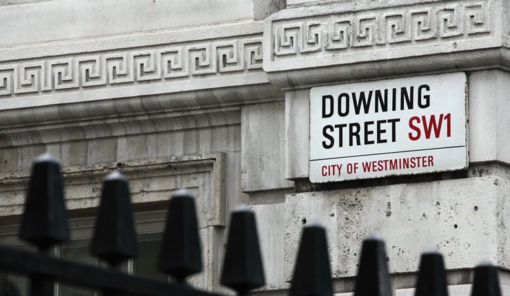 street sign: Downing street