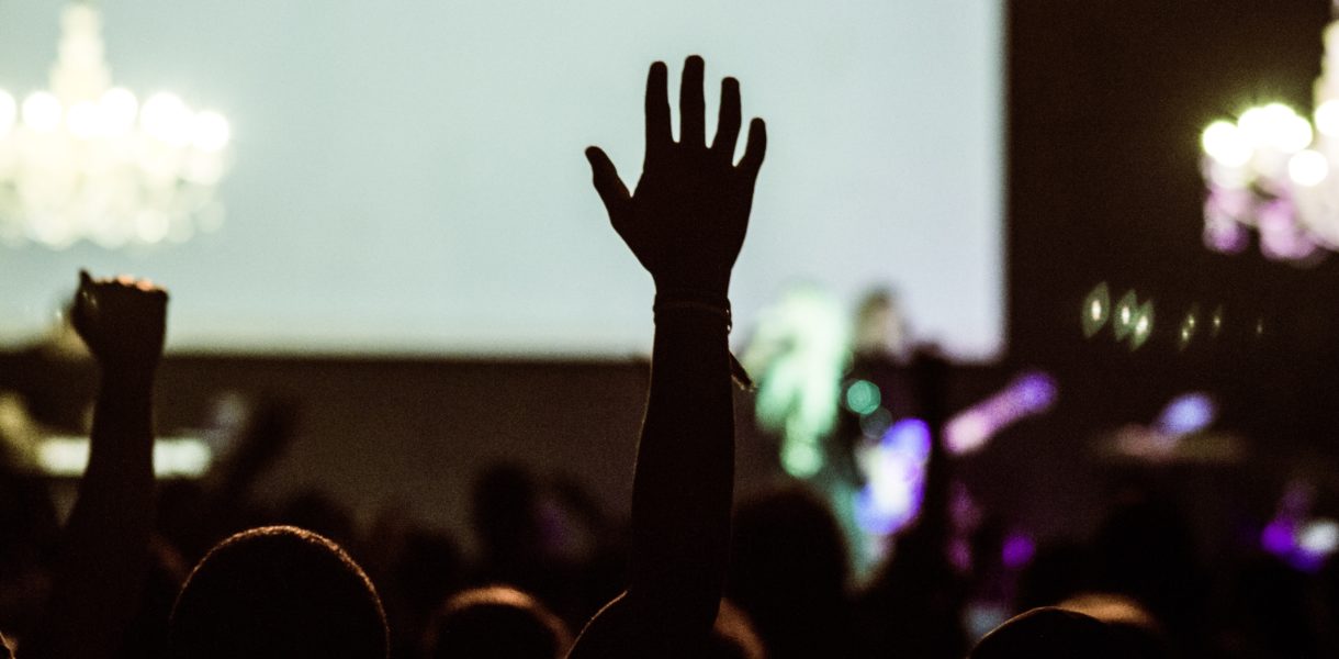 hand raised in crowd