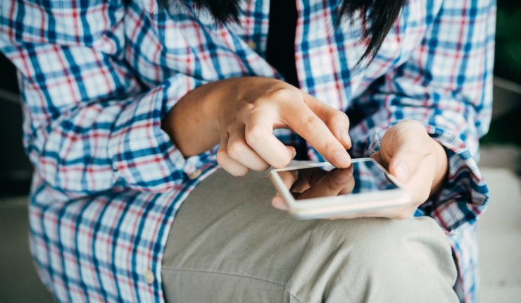 woman using phone
