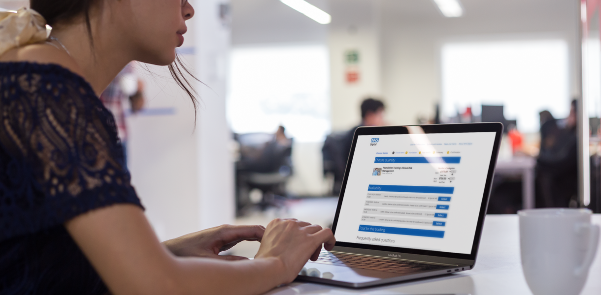 woman using computer