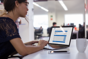 woman using computer