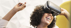 woman wearing VR headset