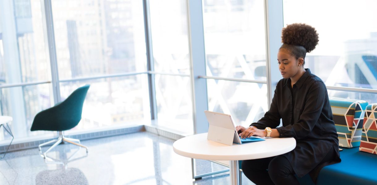 woman working on computer