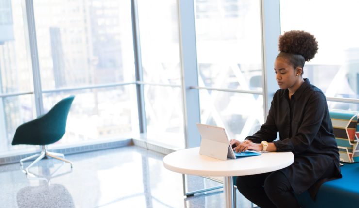 woman working on computer