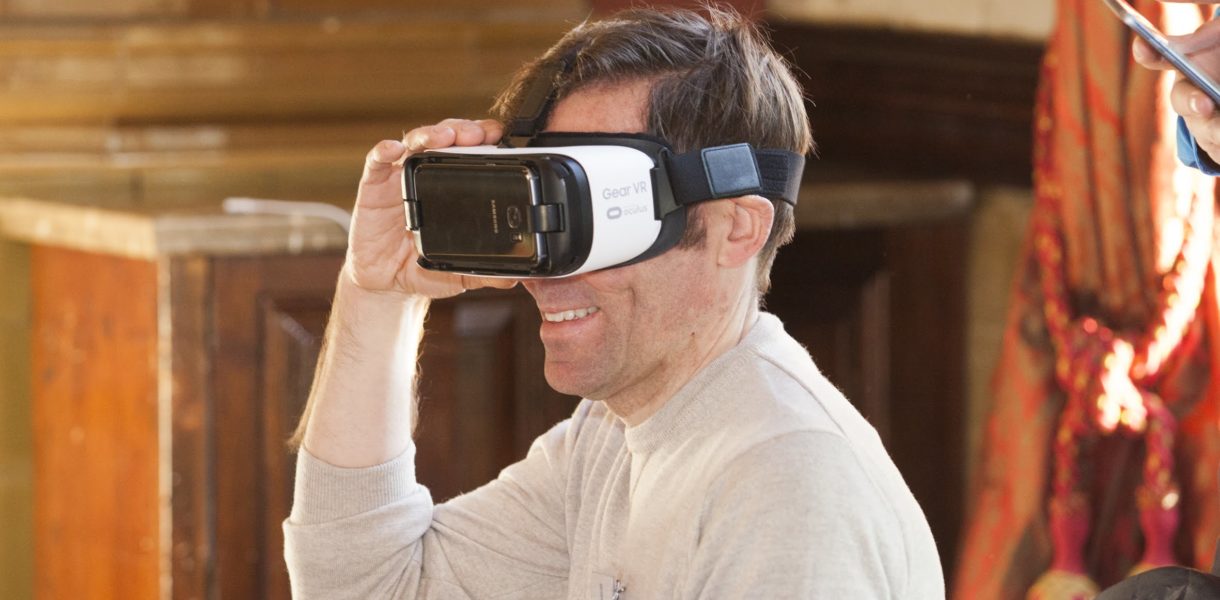 man using vr headset