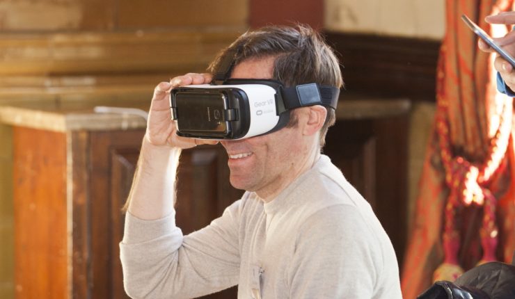 man using vr headset