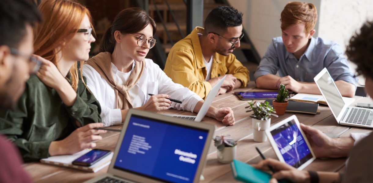 people working in office