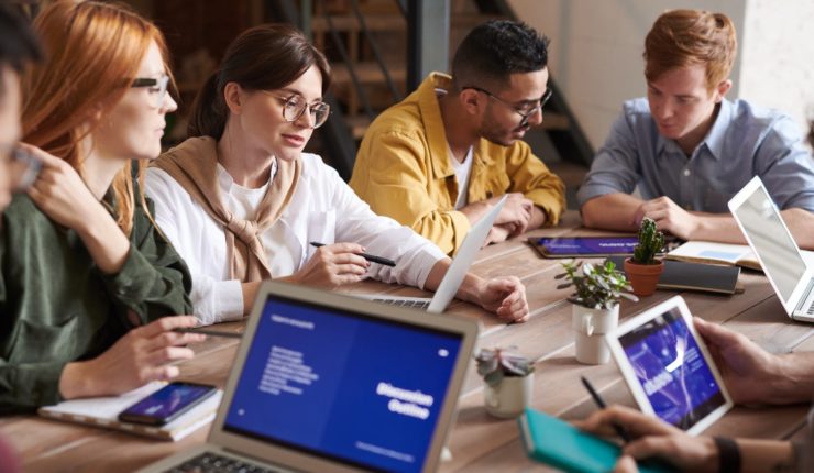 people working in office