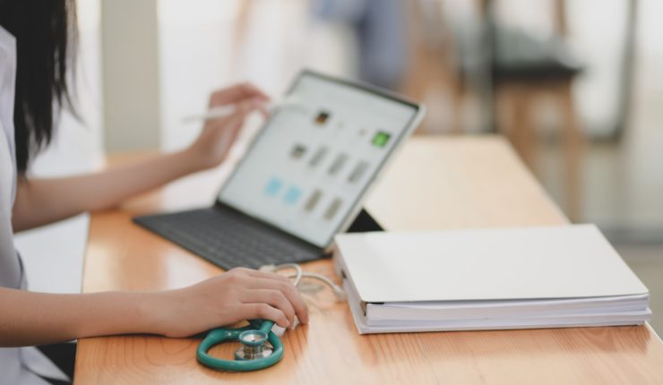 doctor using computer