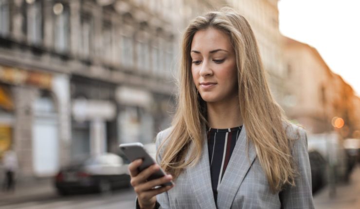 woman using cell phone