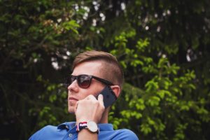 young man on the phone