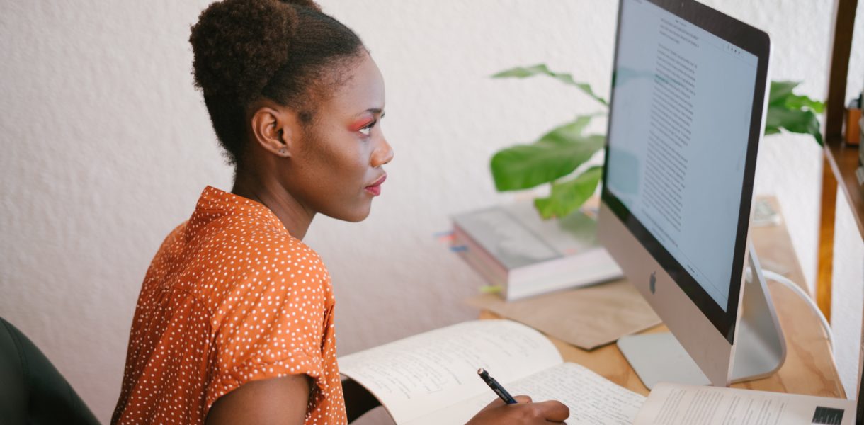 woman on computer