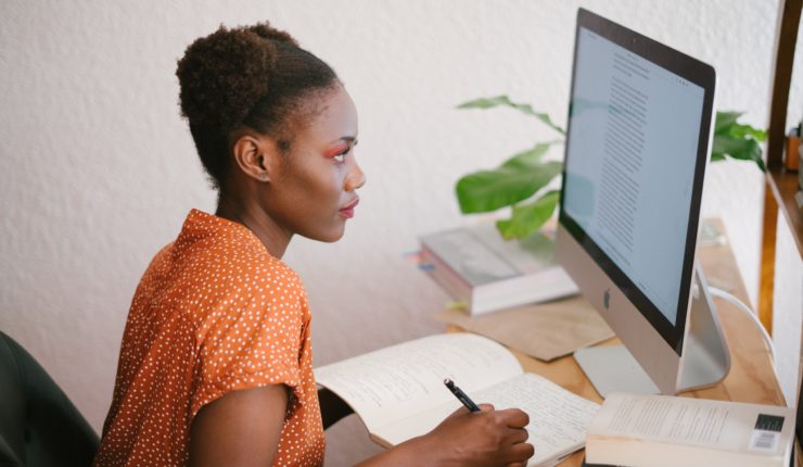 woman on computer