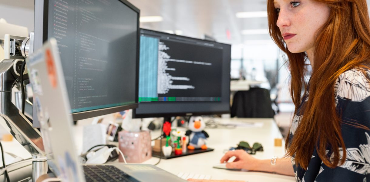 woman on computer