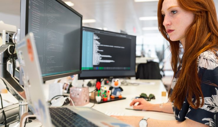 woman on computer