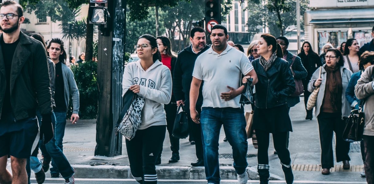 People walking down the street