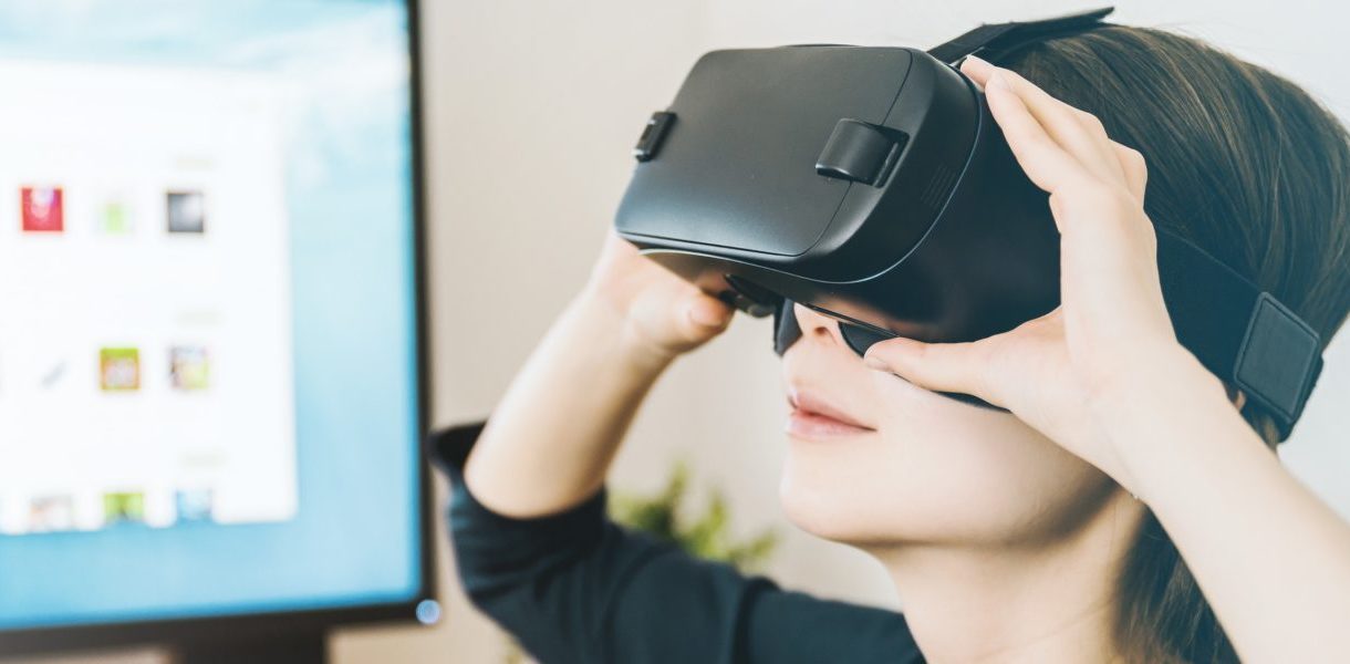 person wearing a a VR