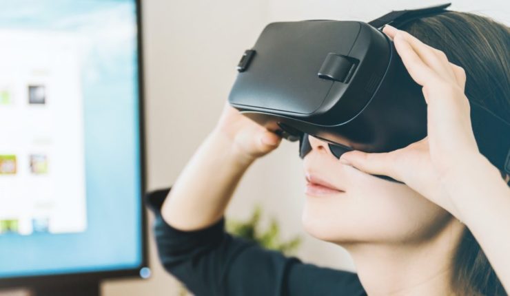 person wearing a a VR