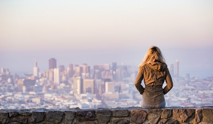 woman looking over city
