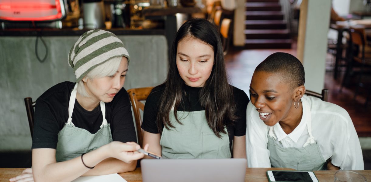 women around laptop