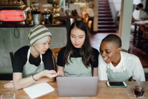 women around laptop