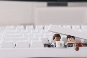 Lego people on a keyboard