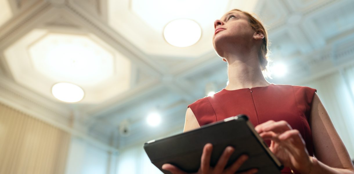 woman using a tablet device