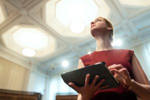 woman using a tablet device