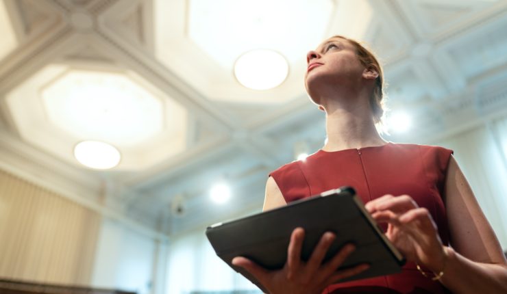 woman using a tablet device