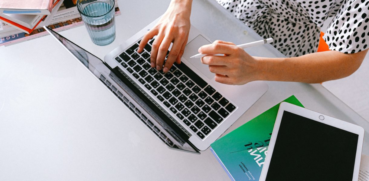 Woman using laptop